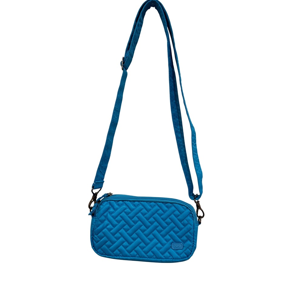 Lug Coupe Crossbody Bag Blue Quilted Convertible Belt Bag Floral Lining